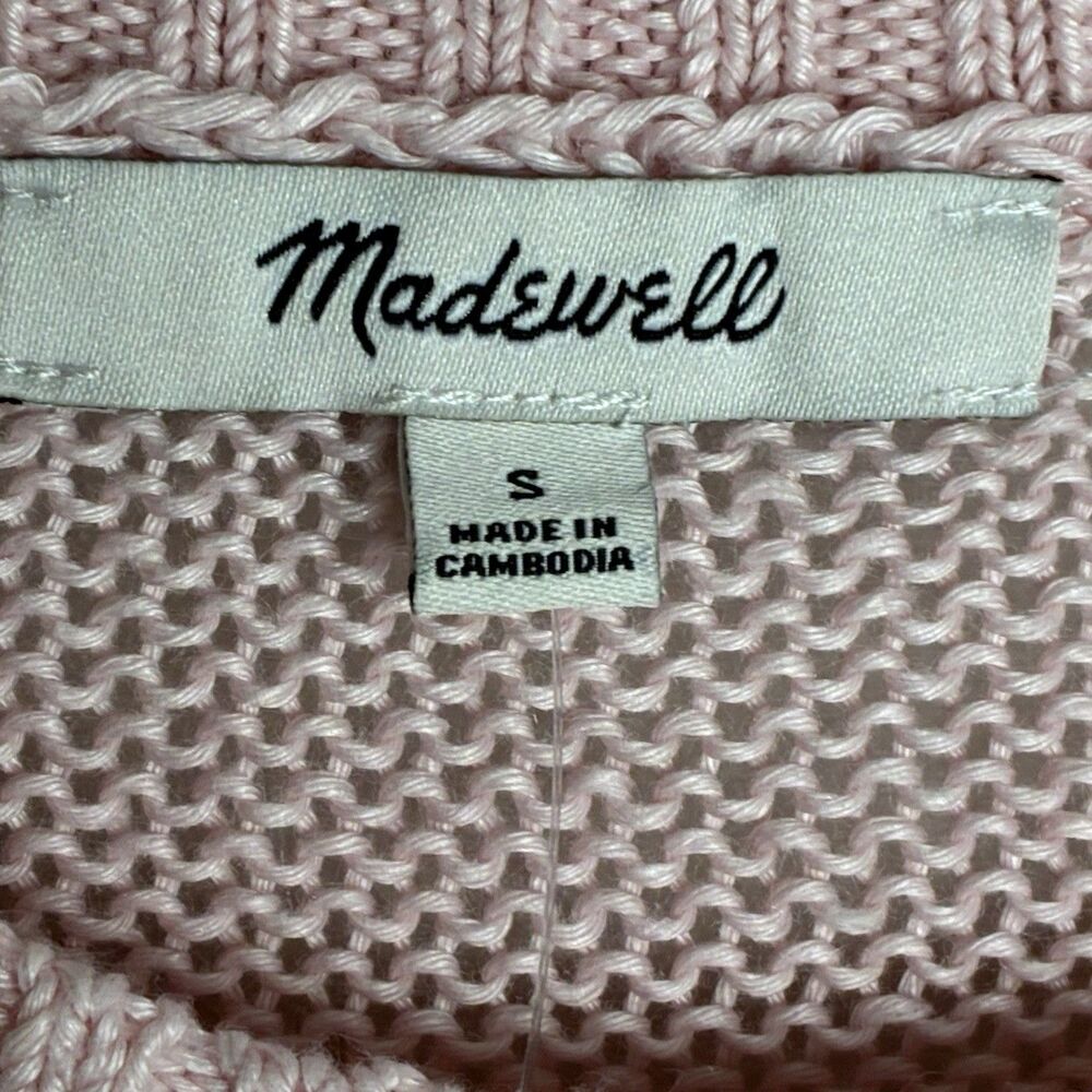 Madewell Linen Drop-Shoulder Sweater Womens Small Pink Blush Crop Pullover NWT - Picture 3 of 11